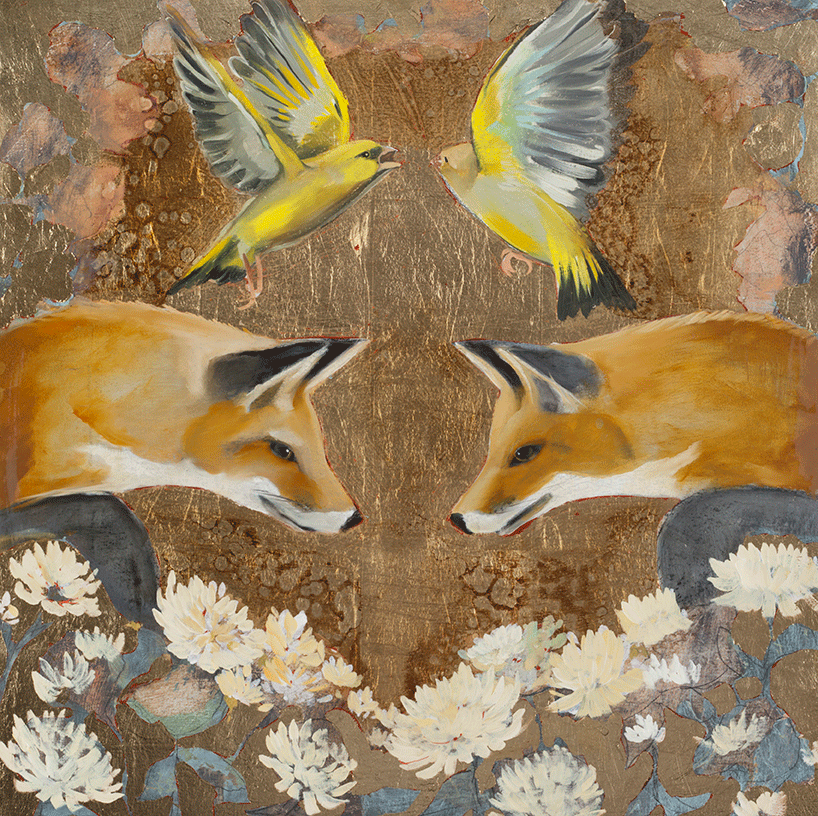 Foxes & Finches 36 x 36