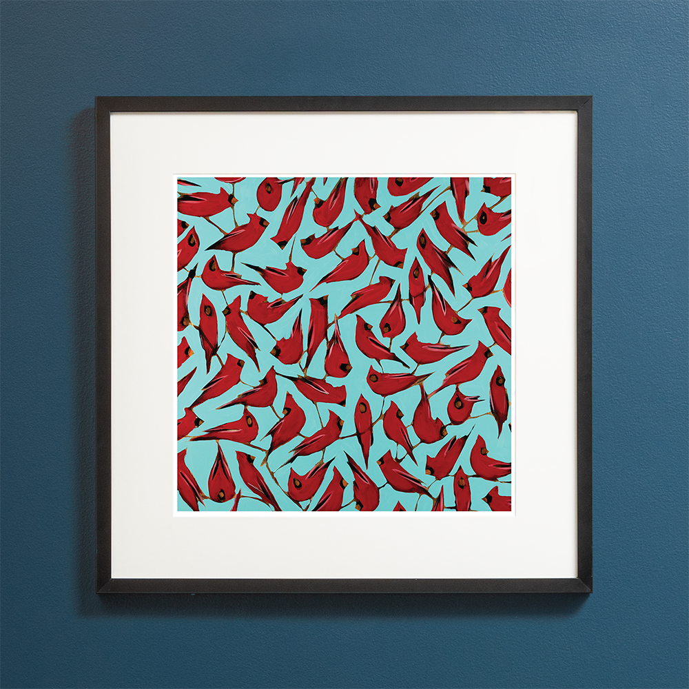 Cardinals on Blue