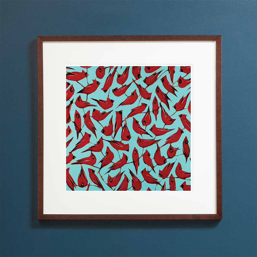 Cardinals on Blue