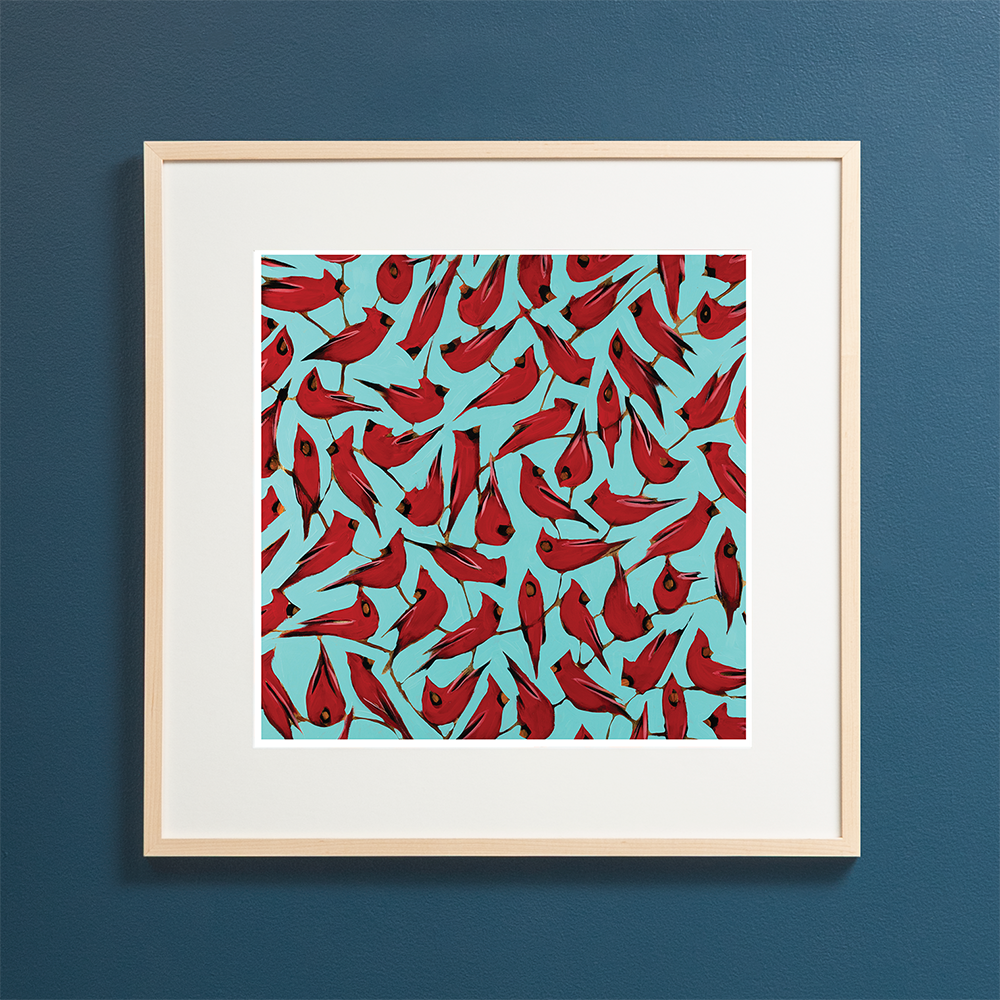 Cardinals on Blue