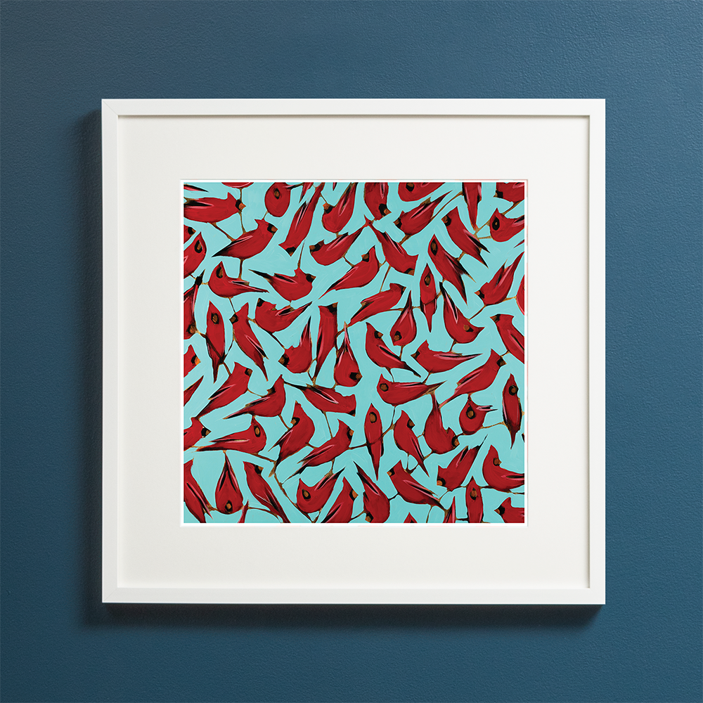 Cardinals on Blue