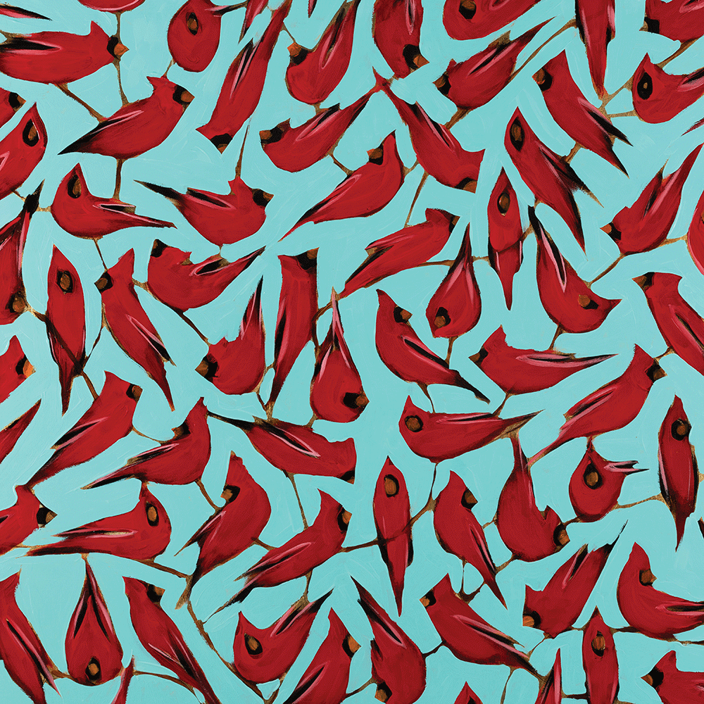 Cardinals on Blue