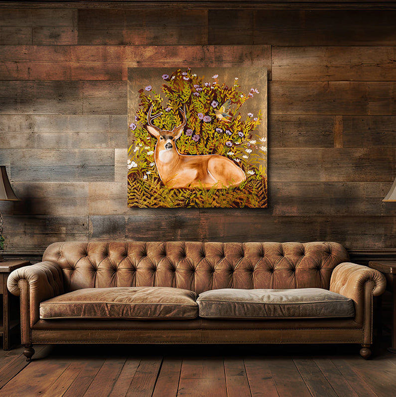 Deer & Rose of Sharon 48 x 48