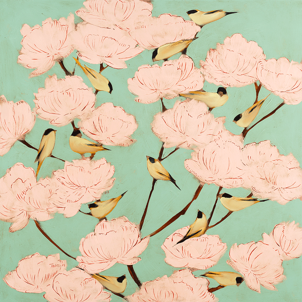 Blossoms & Finches 36 x 36