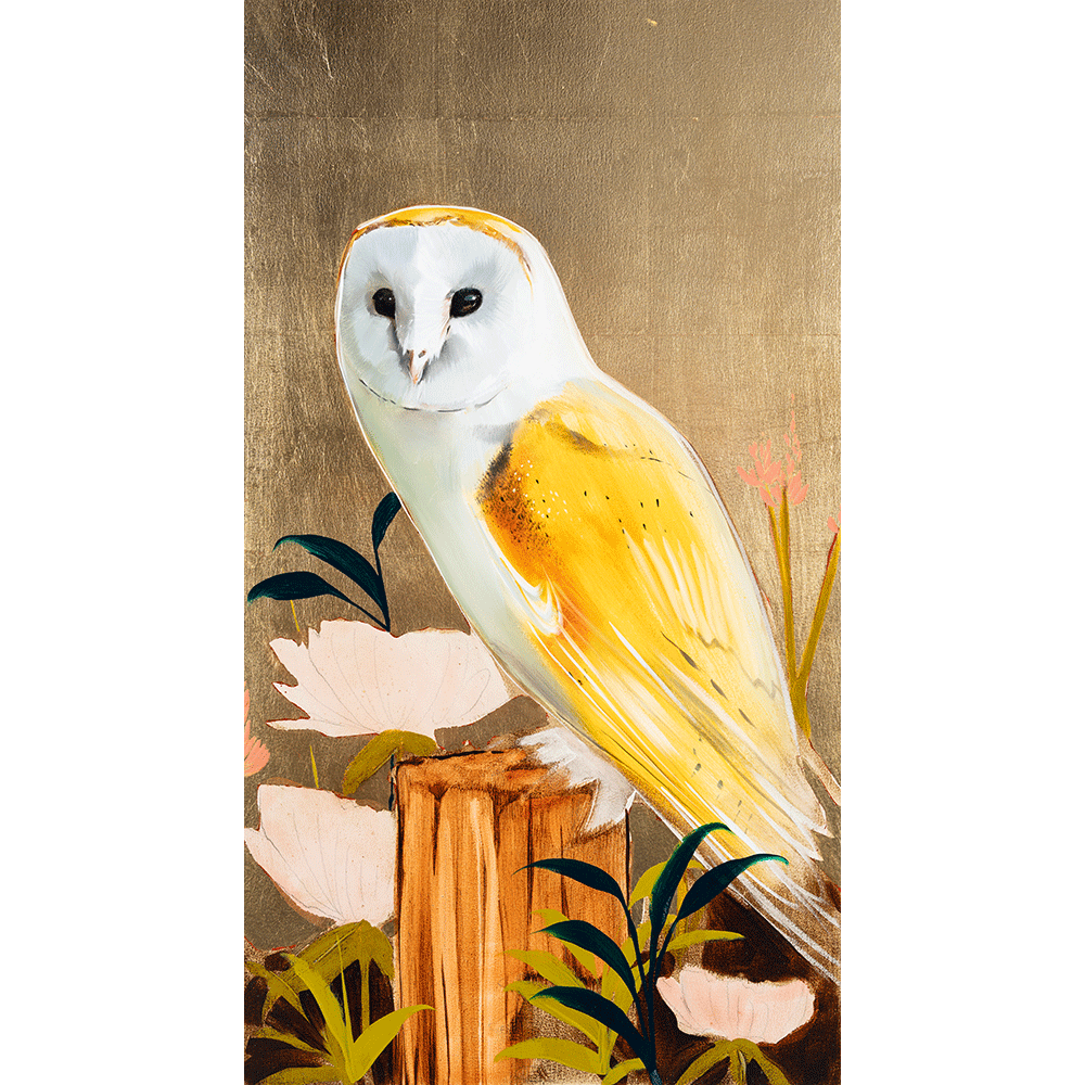 Owl on Gold 32 x 18