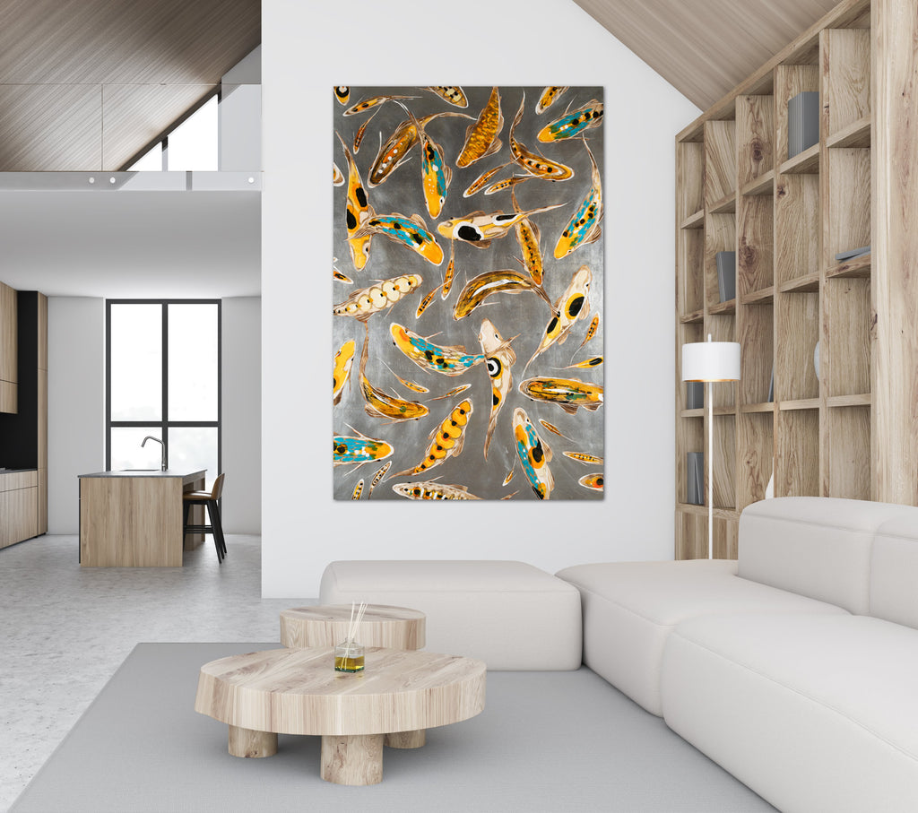 Koi on Silver 48 x 72