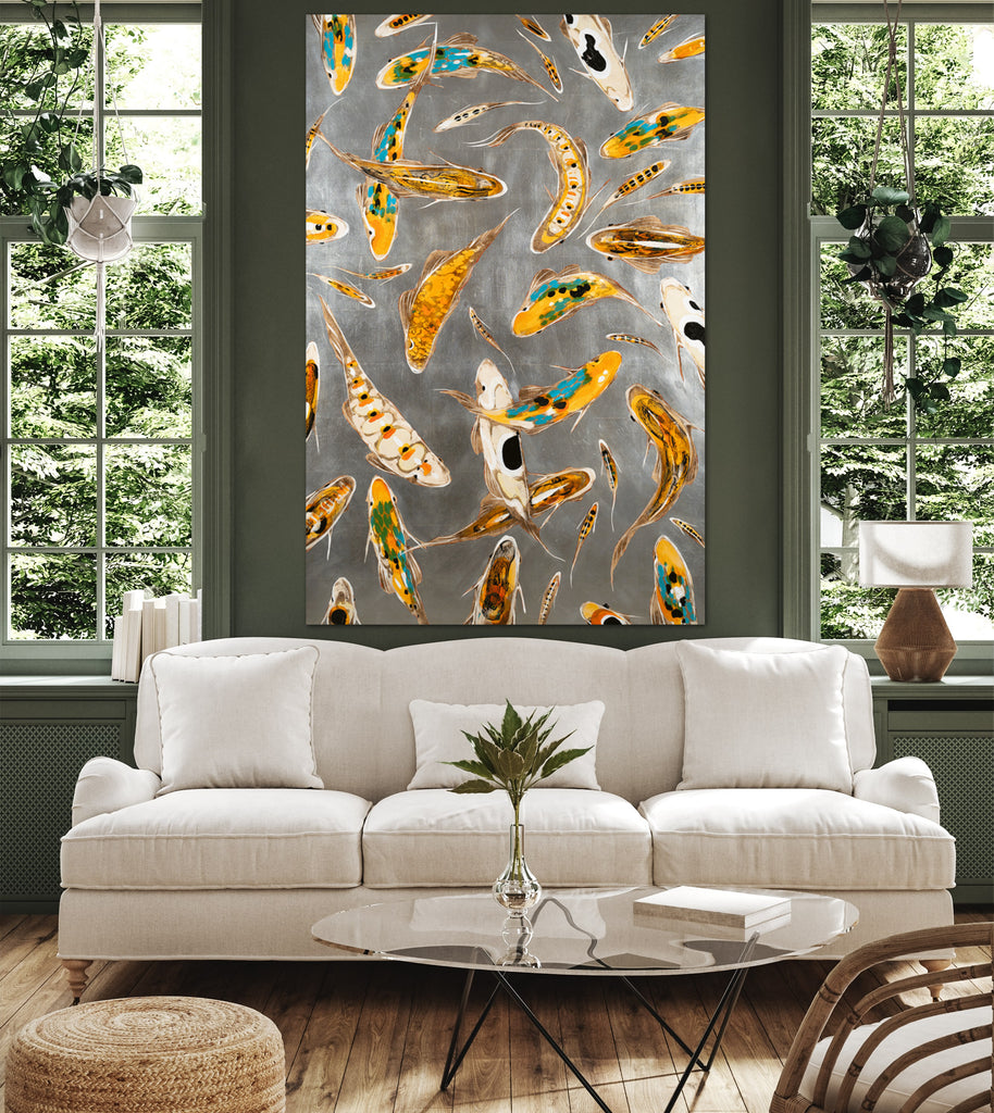 Koi on Silver 48 x 72