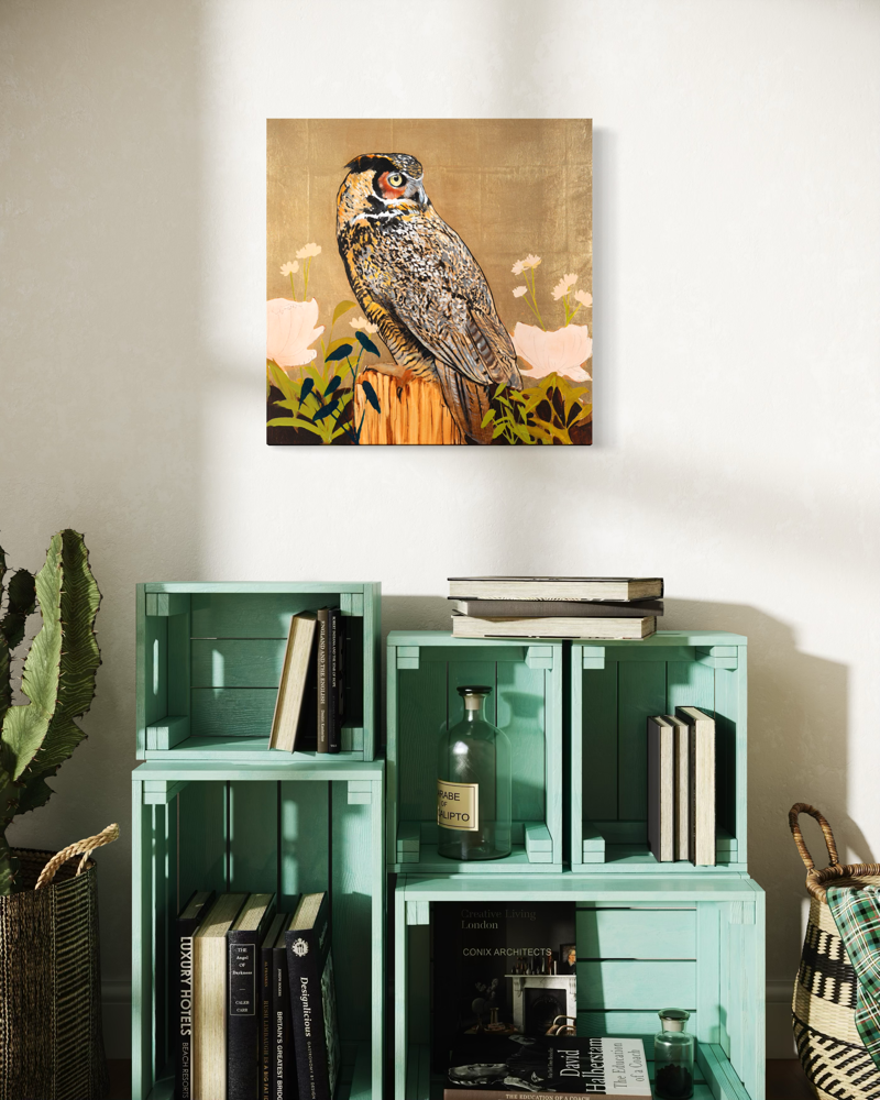 Owl on Gold 24 x 24