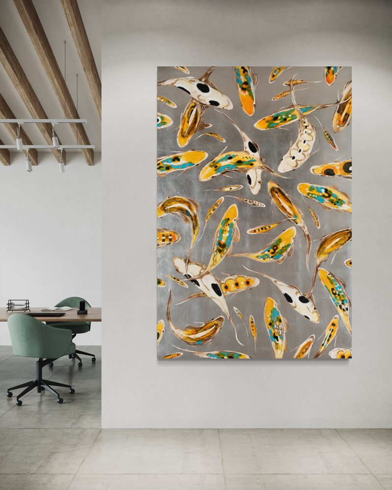Koi on Silver 48 x 72