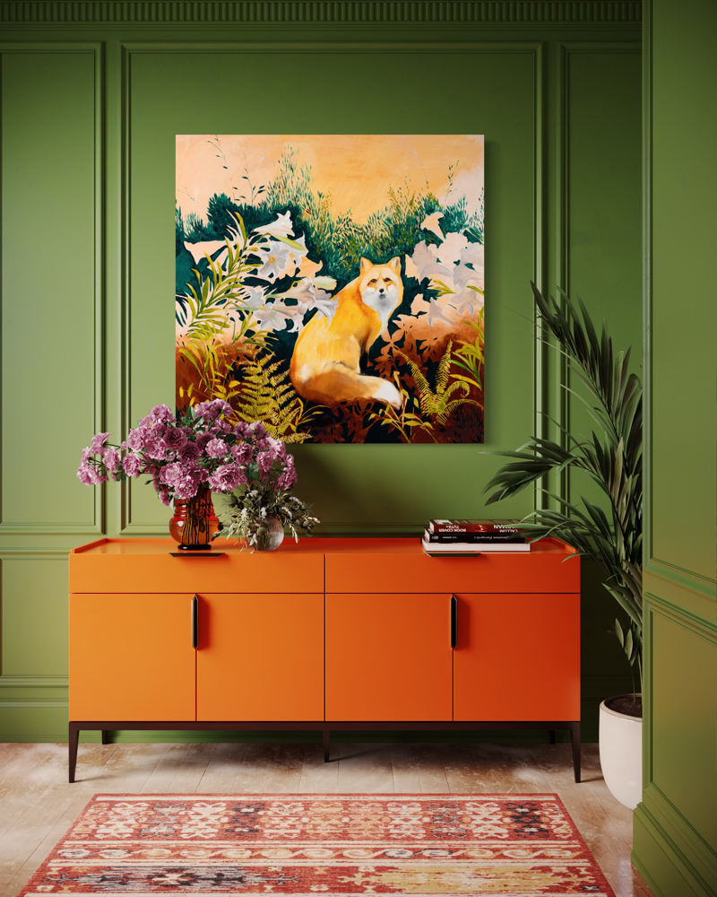 Fox & Lilies 48 x 48