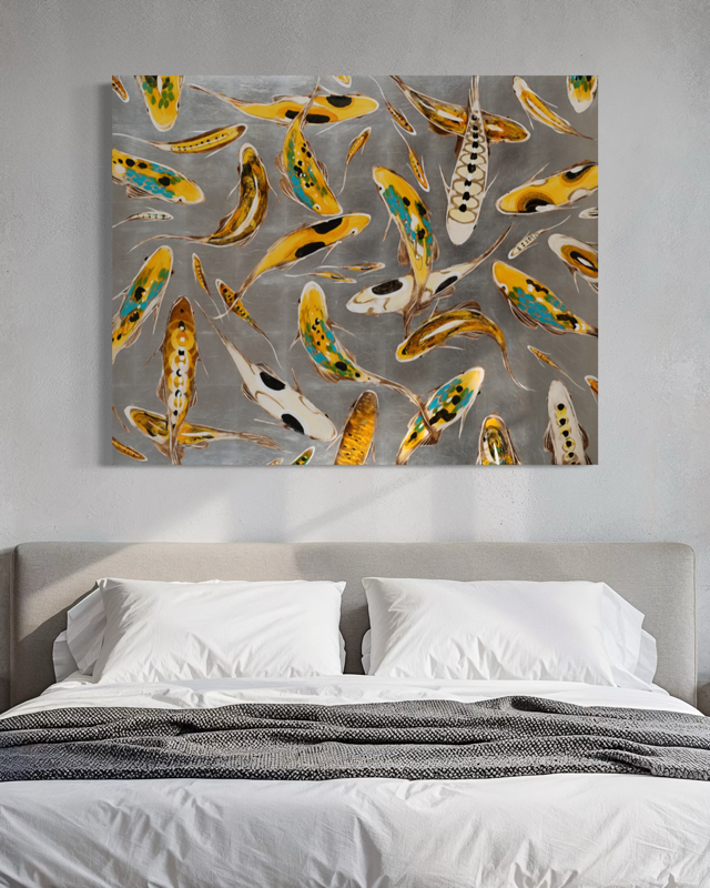 Koi on Silver 48 x 60