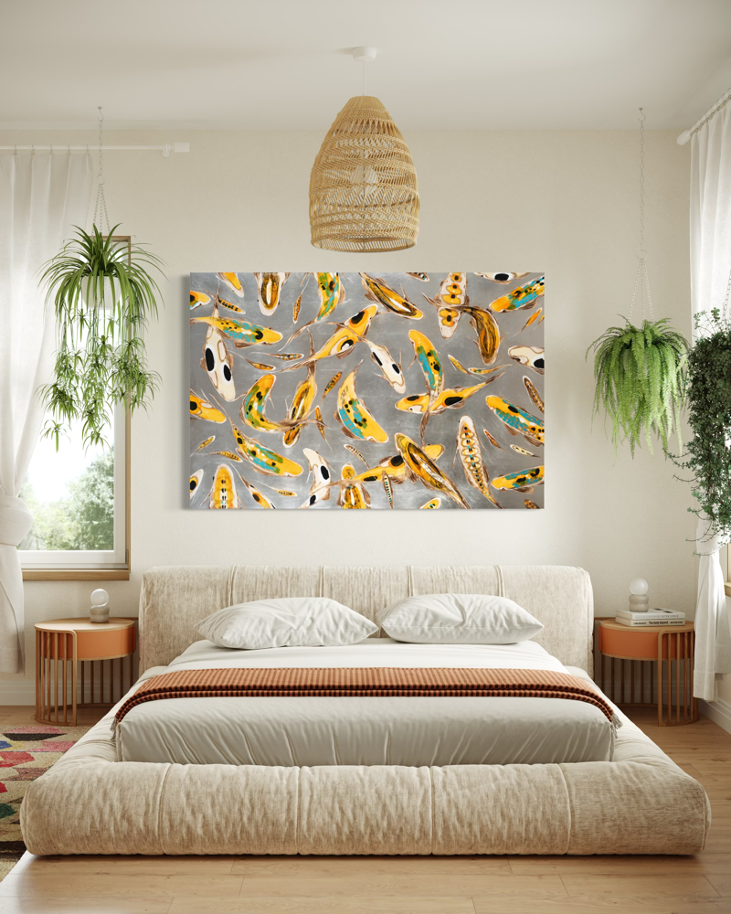 Koi on Silver 48 x 72