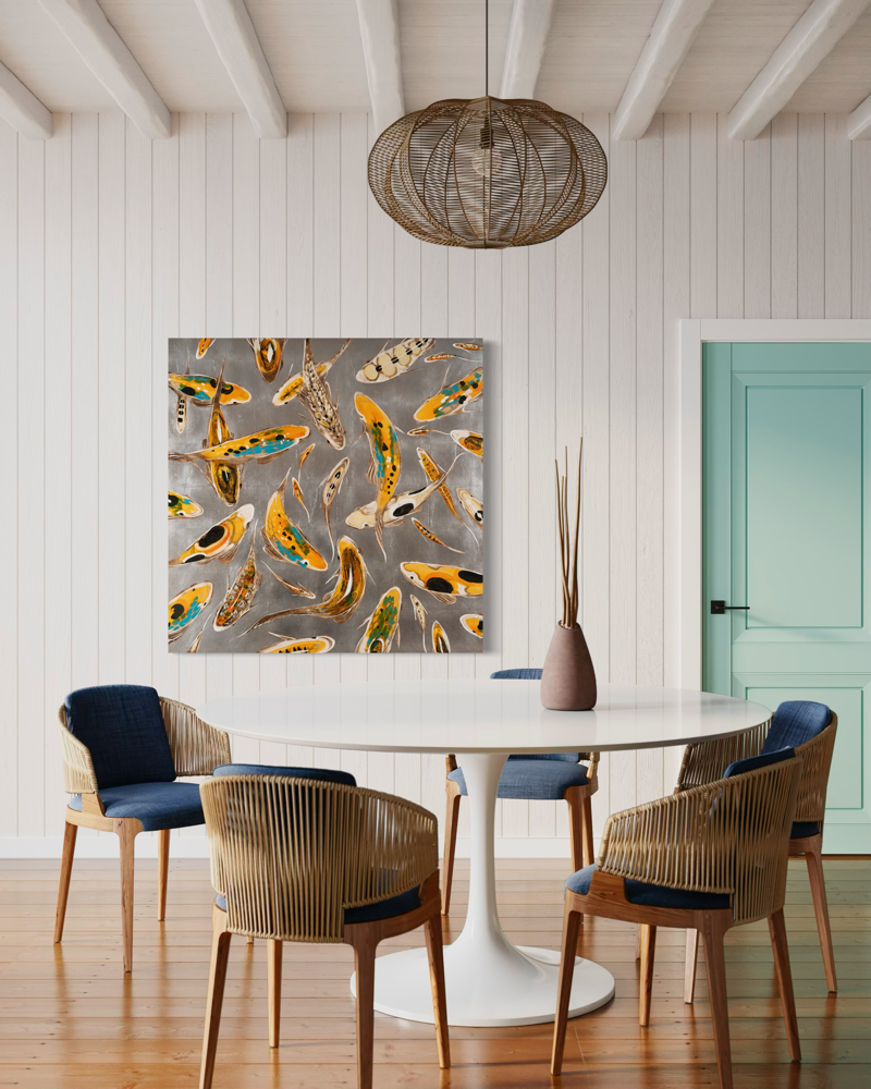 Koi on Silver 48 x 48