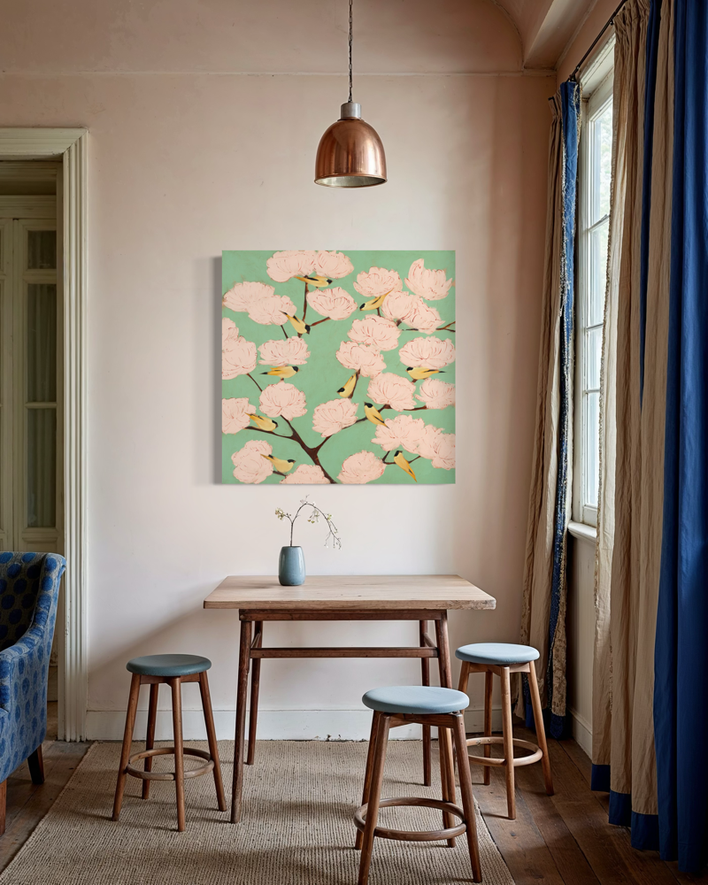 Blossoms & Finches 36 x 36