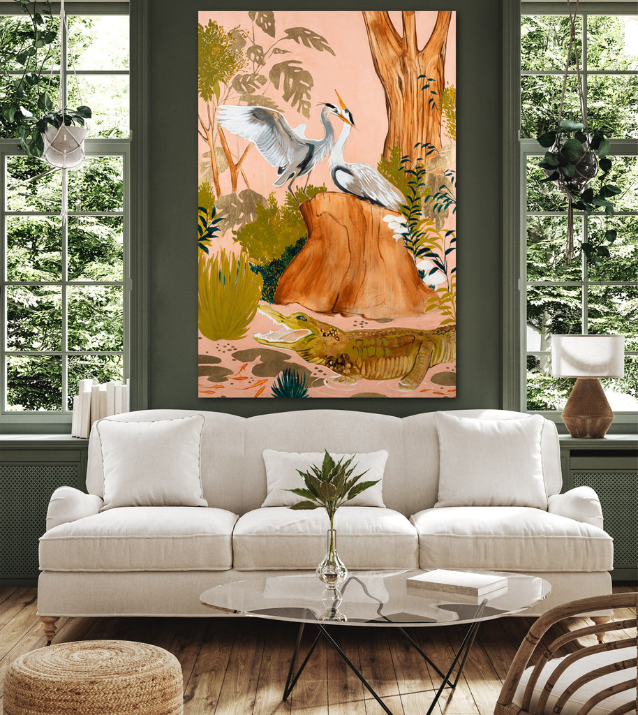 Herons & Gator 72 x 48