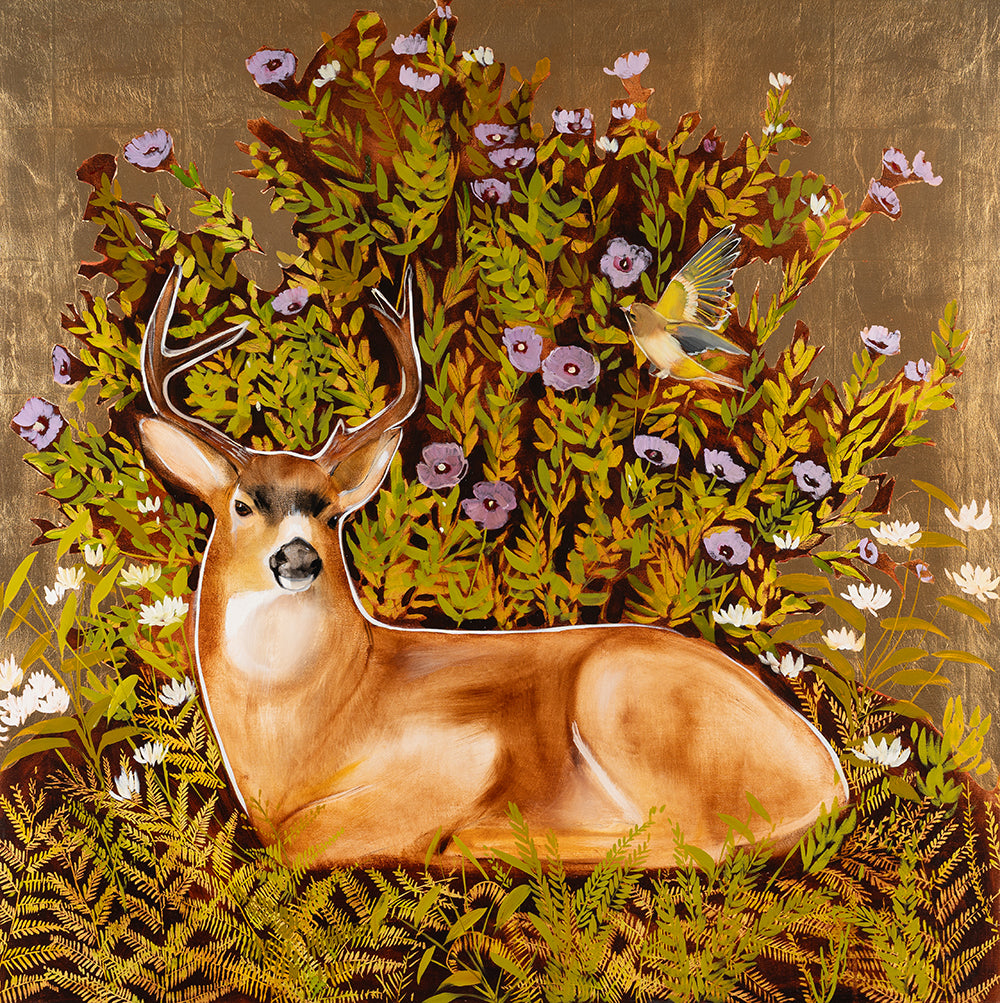 Deer & Rose of Sharon 48 x 48