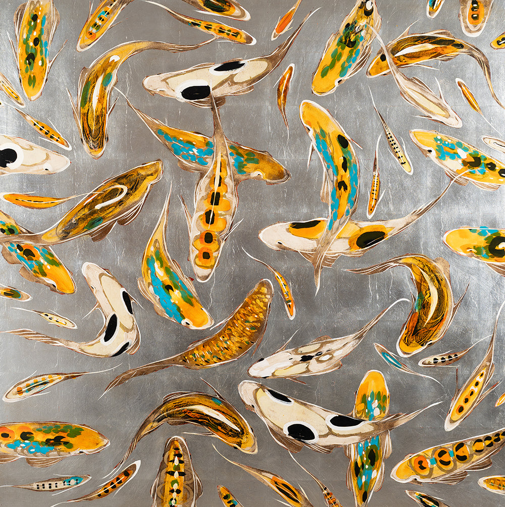 Koi on Silver 60 x 60