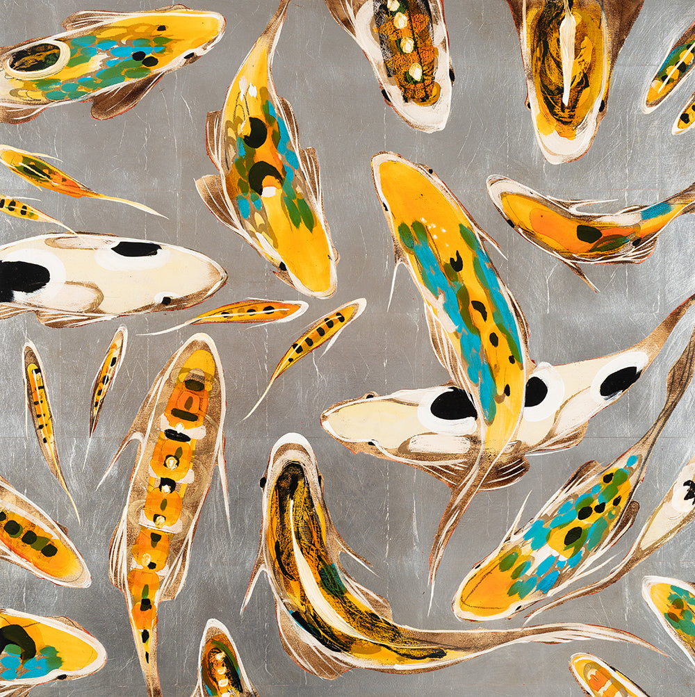 Koi on Silver 36 x 36