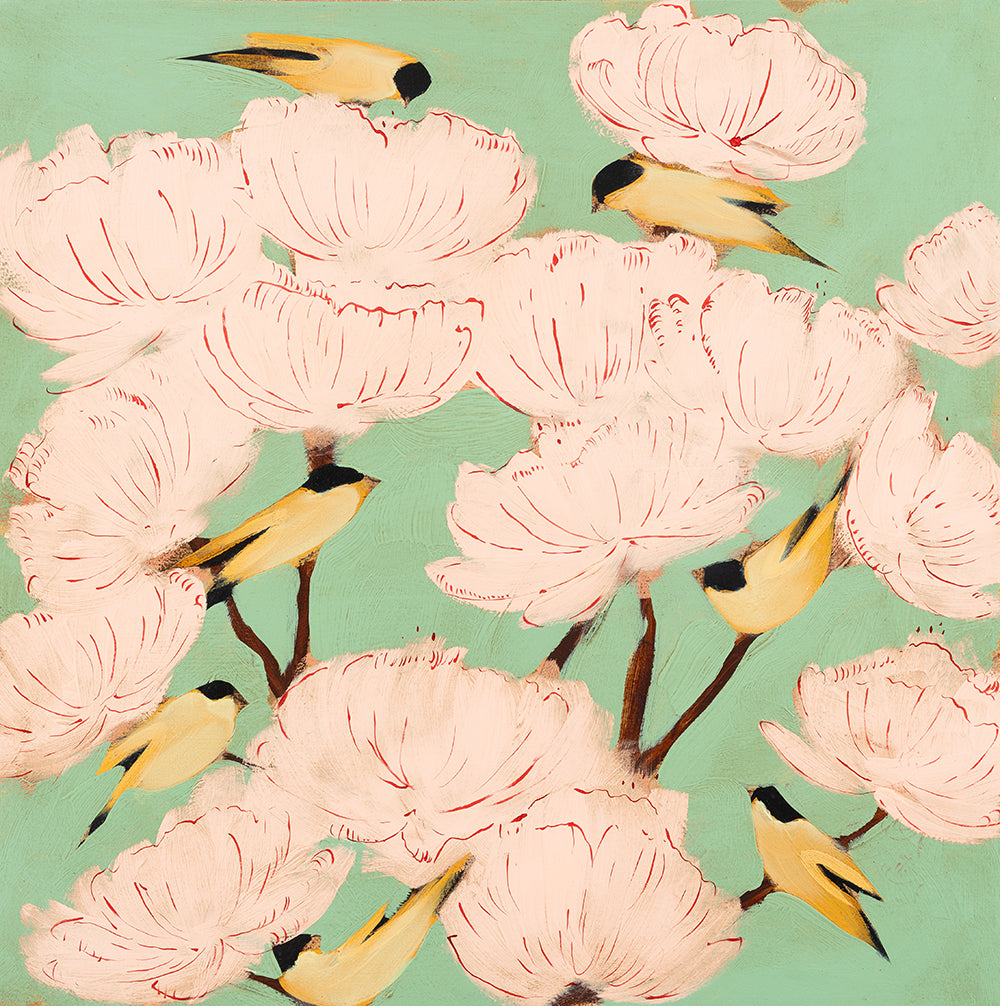Blossoms & Finches 24 x 24