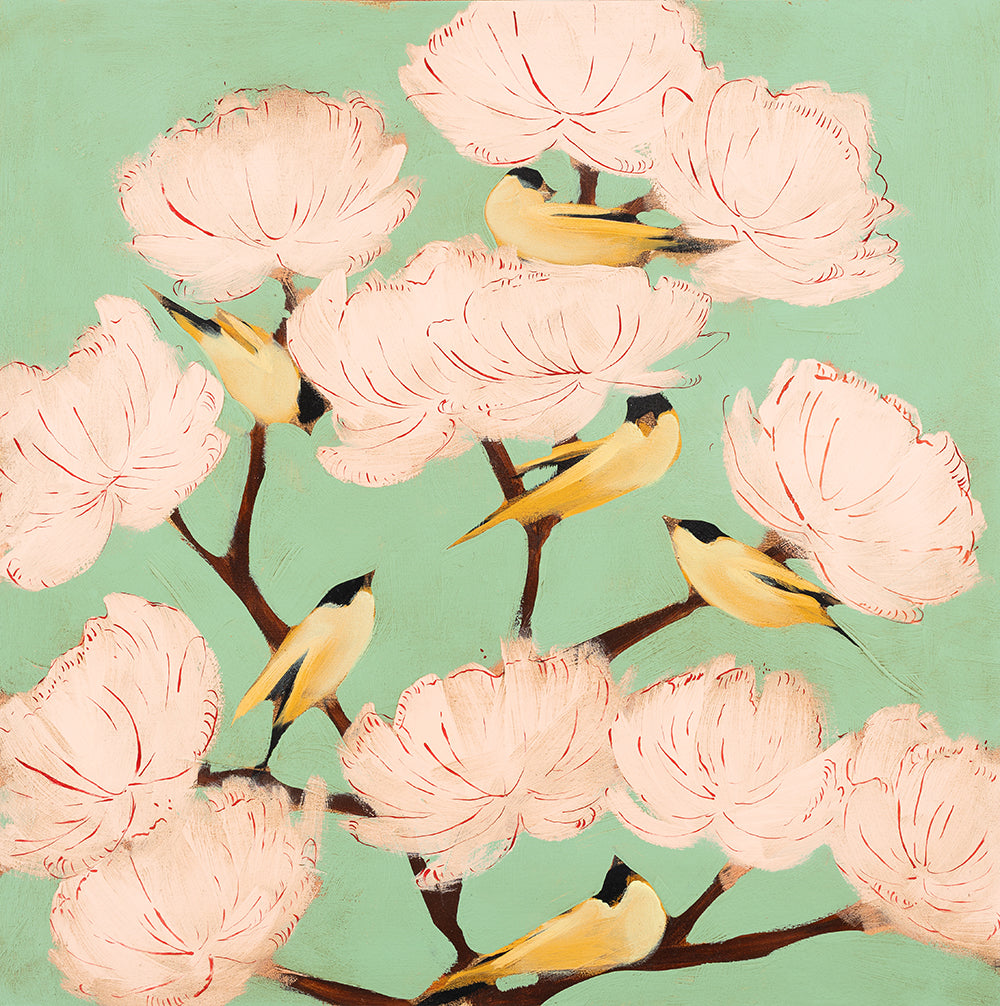 Blossoms & Finches 24 x 24