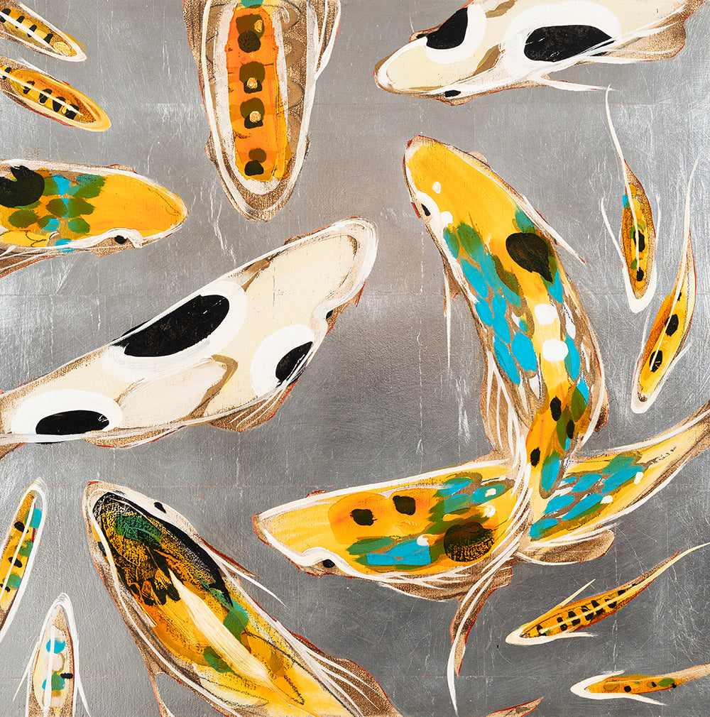 Koi on Silver 24 x 24