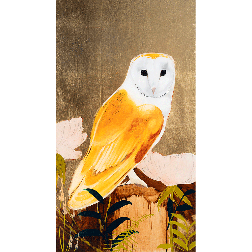 Owl on Gold 32 x 18