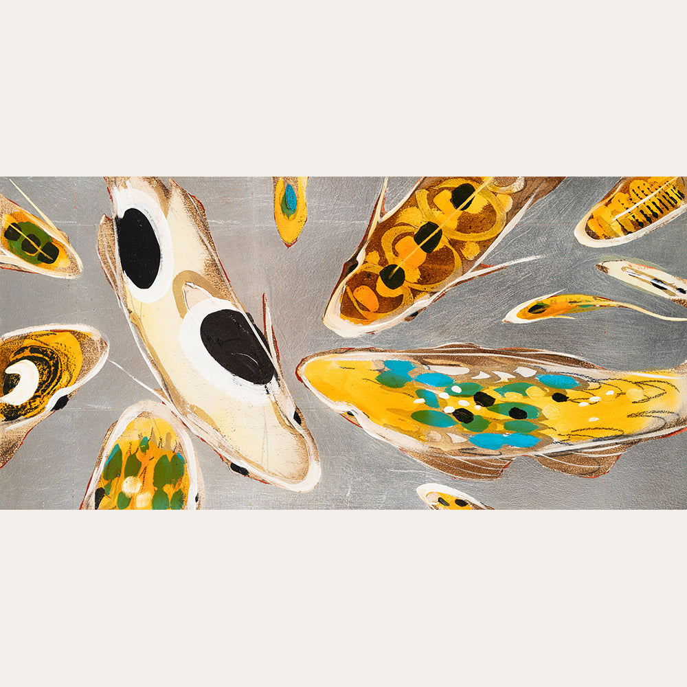 Koi on Silver 12 x 24