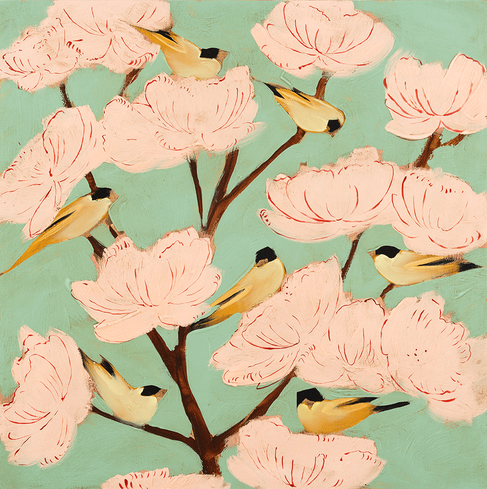 Blossoms & Finches 24 x 24