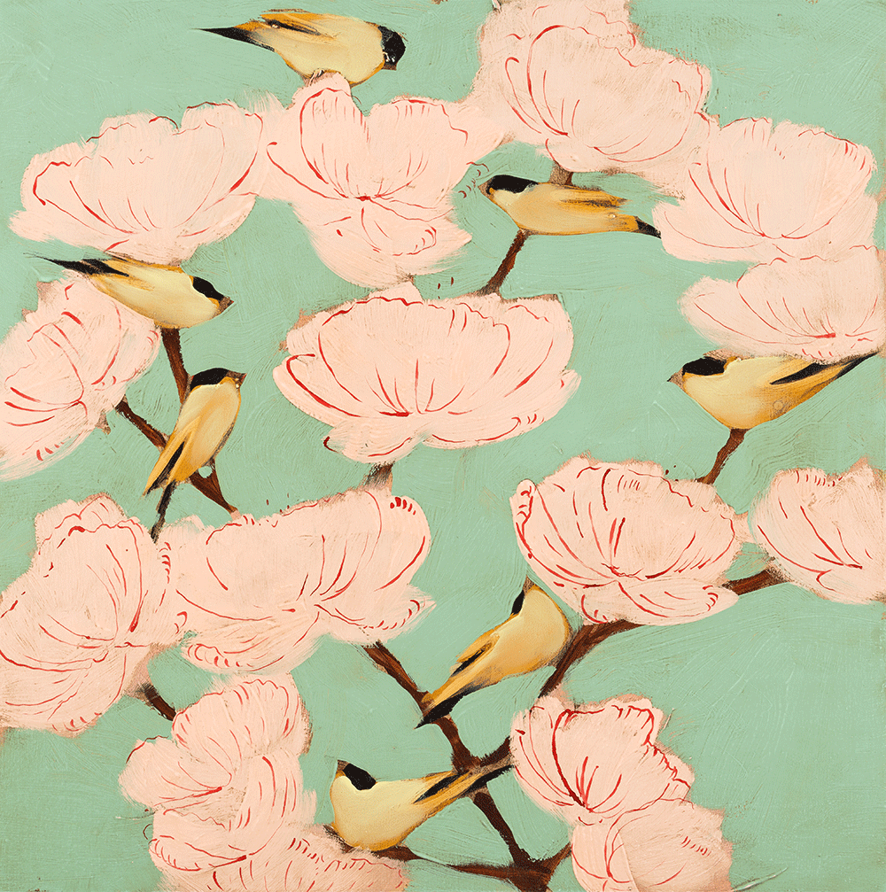 Blossoms & Finches 24 x 24