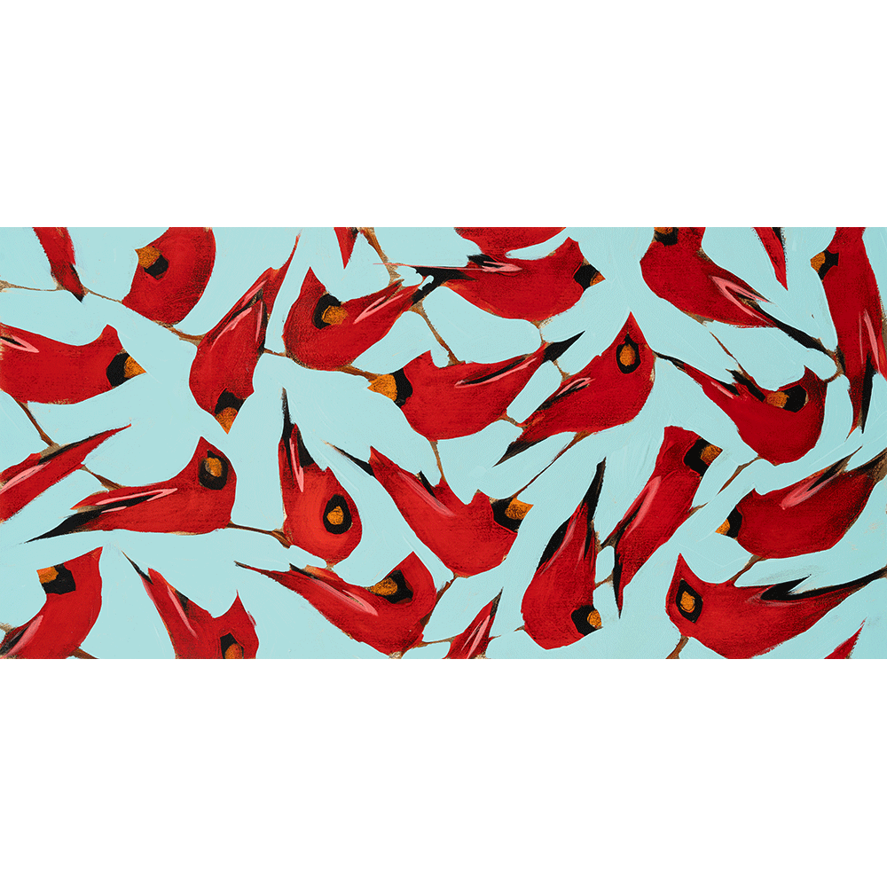 Cardinals on Blue 12 x 24