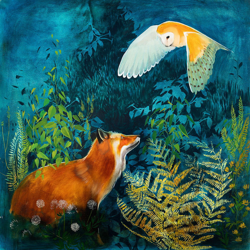Deep Woods - Fox & Owl 48 x 48