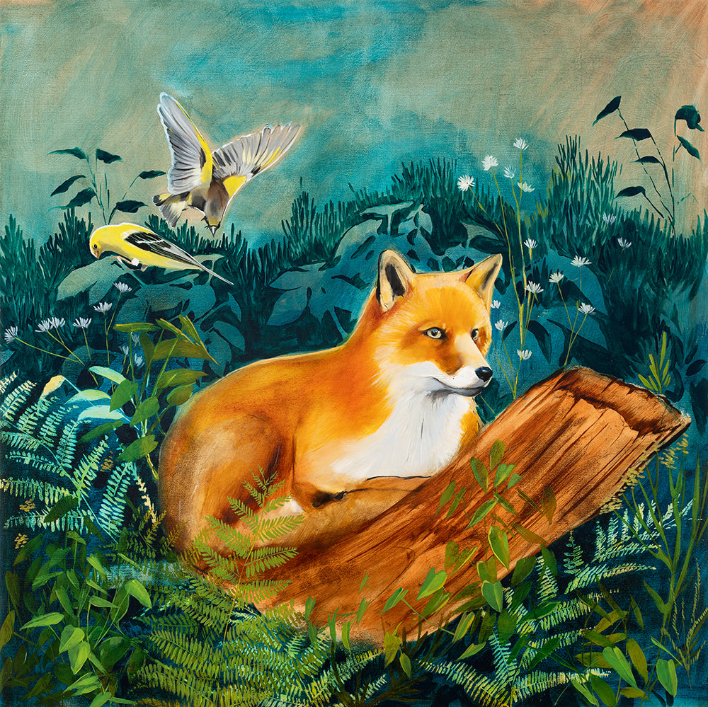 Deep Woods - Fox & Finches 36 x 36