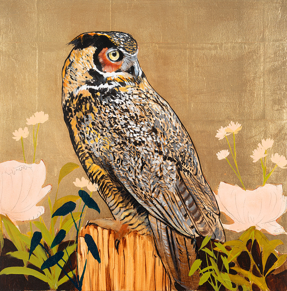 Owl on Gold 24 x 24