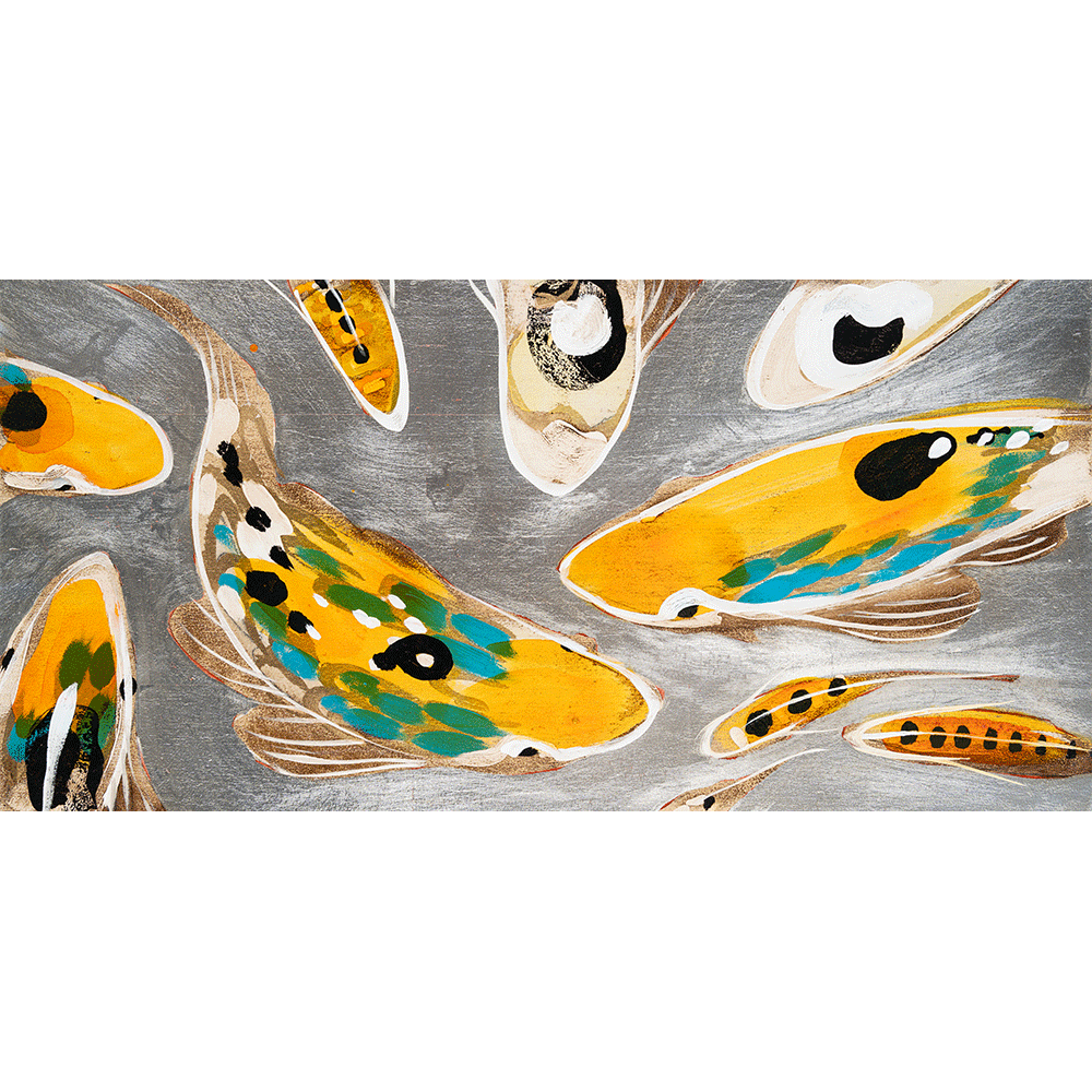 Koi on Silver 12 x 24