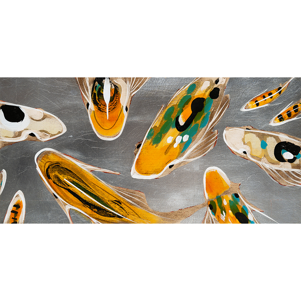 Koi on Silver 12 x 24
