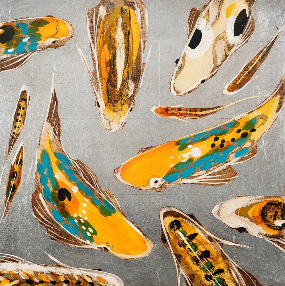 Koi on Silver 24 x 24
