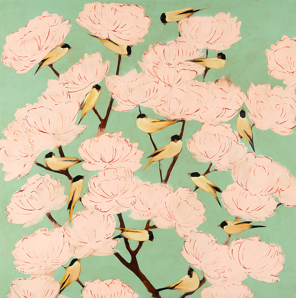 Blossoms & Finches 36 x 36