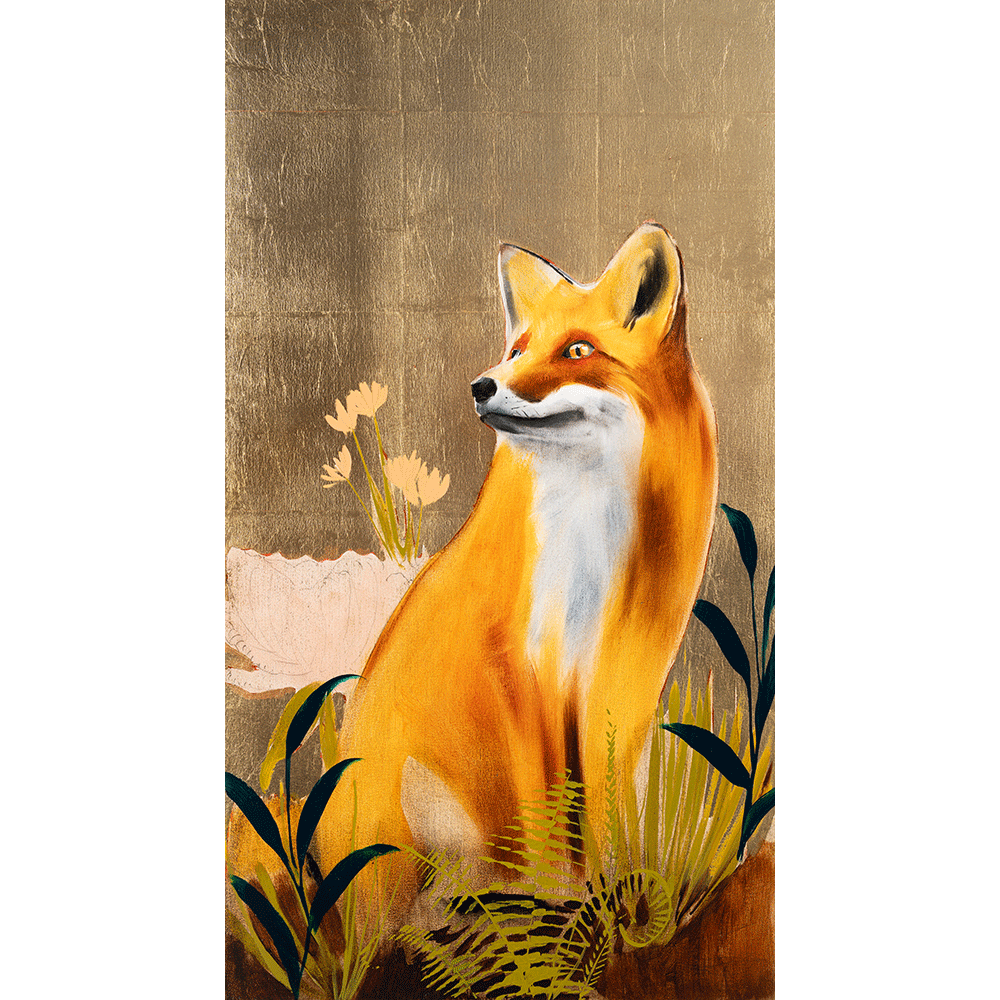 Fox on Gold 32 x 18