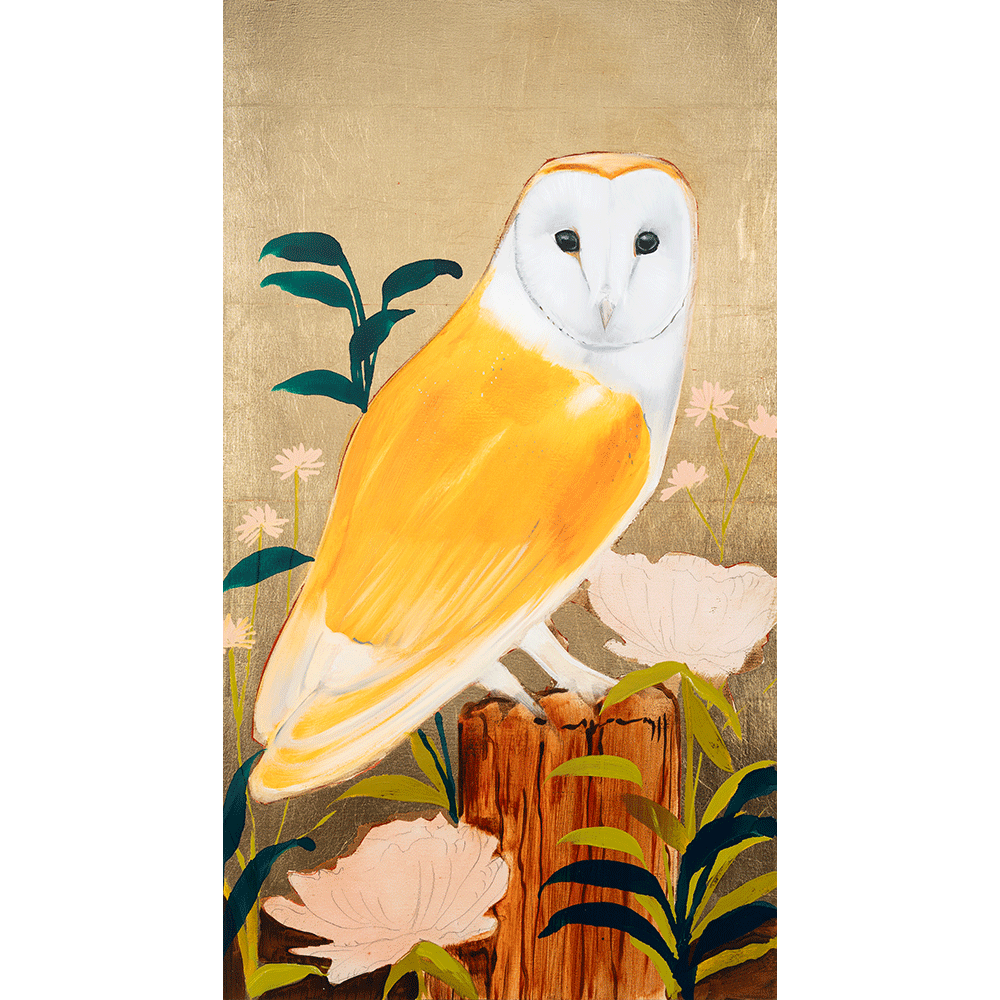 Owl on Gold 32 x 18