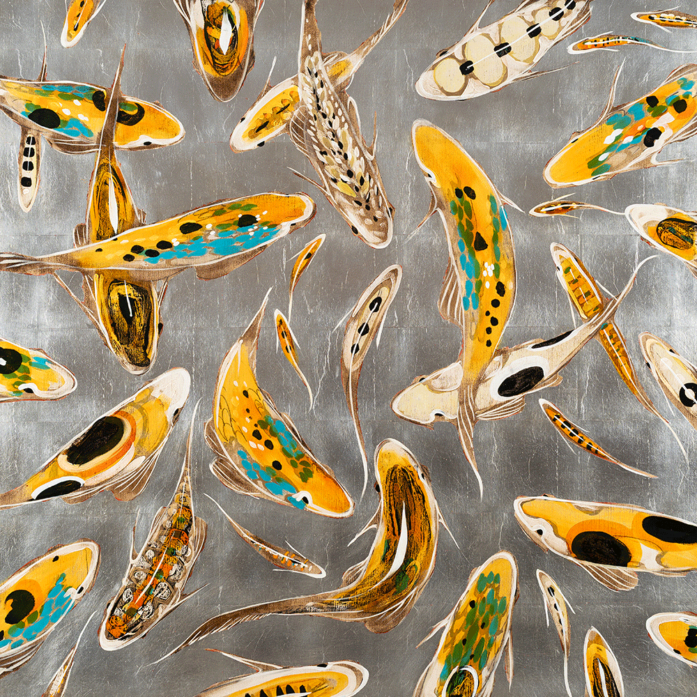 Koi on Silver 48 x 48
