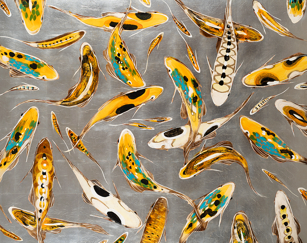 Koi on Silver 48 x 60