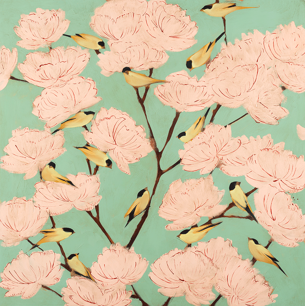 Blossoms & Finches 36 x 36