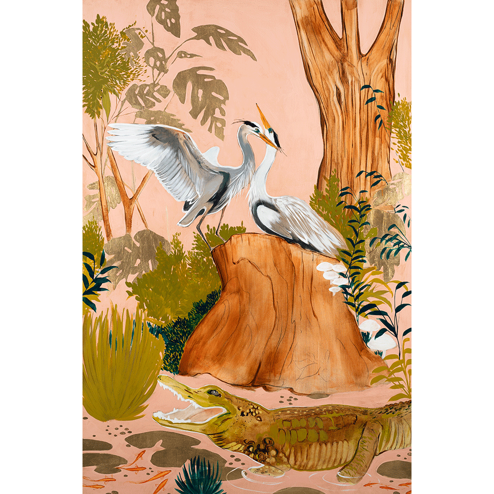 Herons & Gator 72 x 48