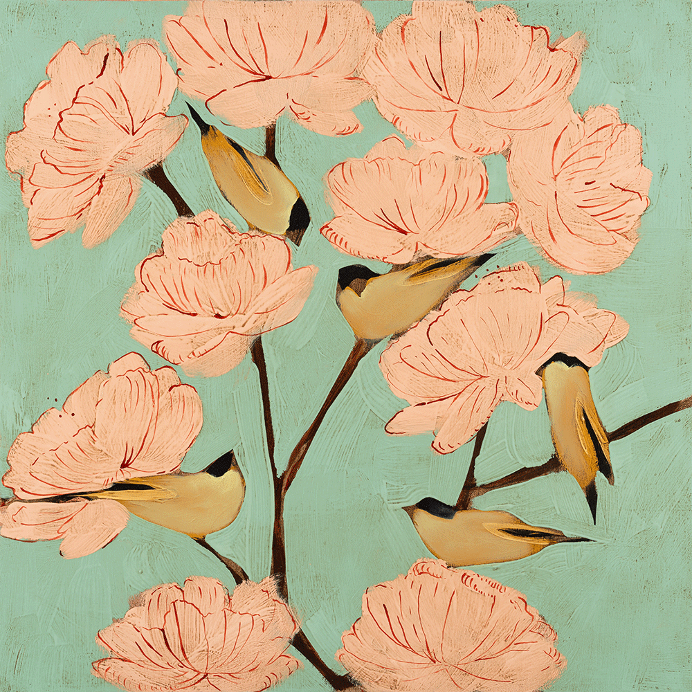 Blossoms & Finches 24 x 24