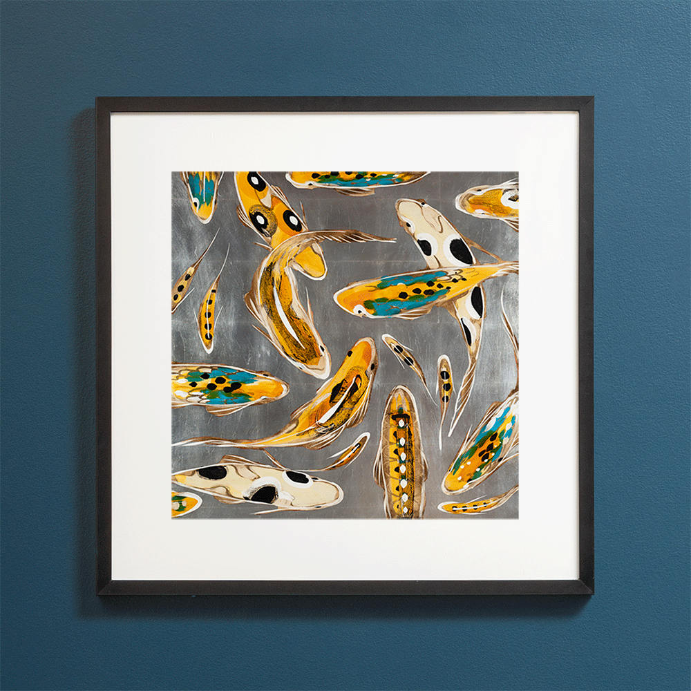 Koi on Silver - Gilded Print