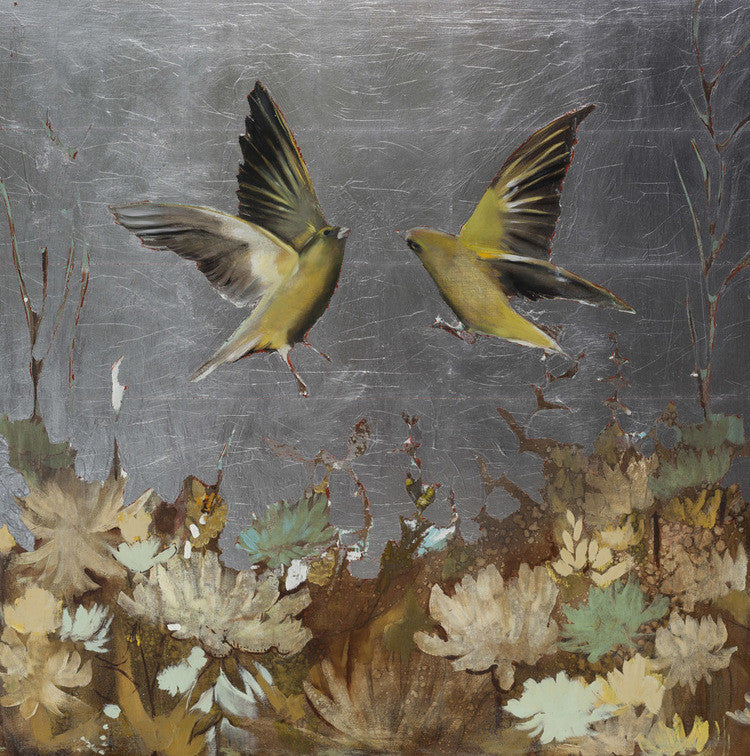 Finches in Flight 36 x 36
